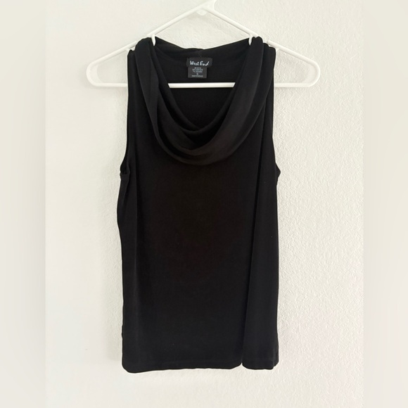 90s / Y2K Black Cowl Neck Sleeveless Tank West End - Picture 5 of 7